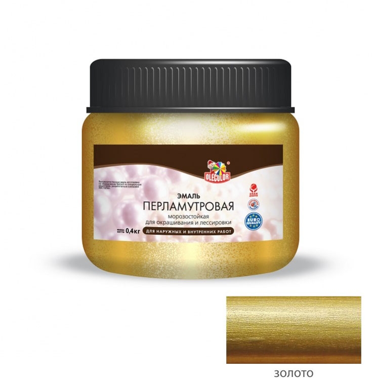 Эмаль акриловая перламутровая OLEСOLOR универсальная золото 0,1кг