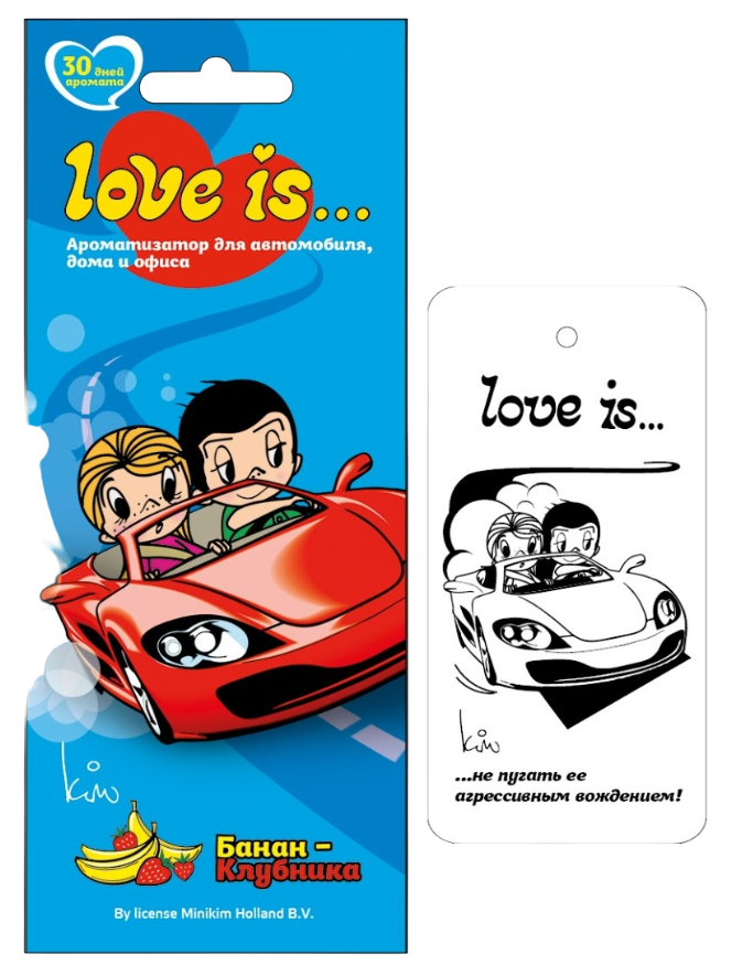 Ароматизатор картонный LOVE IS банан-клубника