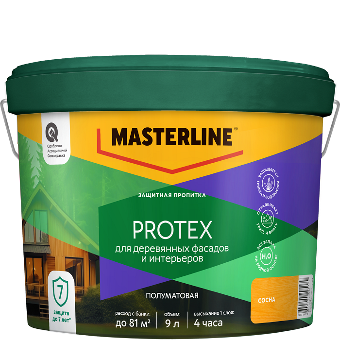 Защитная пропитка Masterline Protex сосна 9л50036214- купить в АПлайн