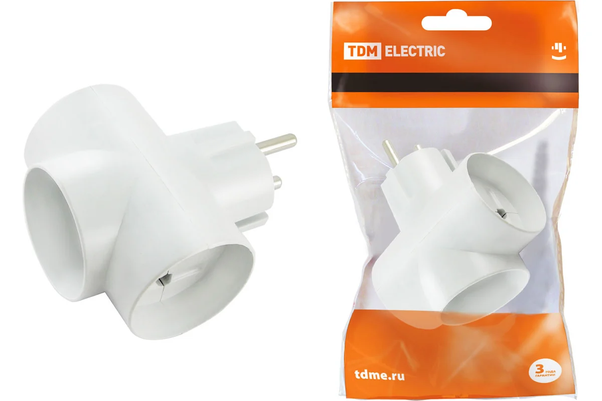 Разветвитель (тройник) 3 гнезда 16А 409619 TDM