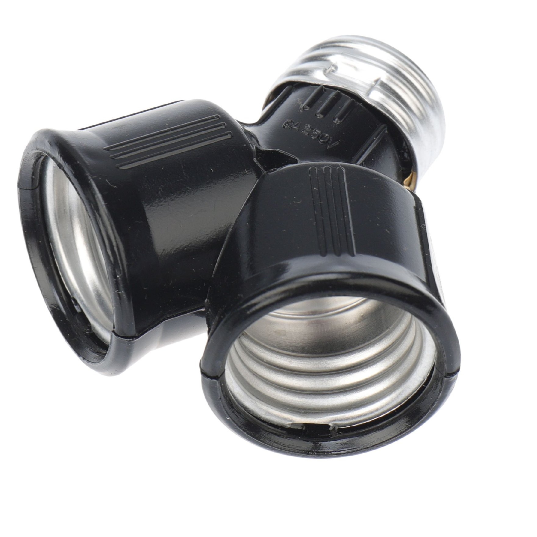 Переходник-разветлитель с цоколя Е27 на 2хЕ27 72х72мм черный A7T27BEAY Ecola