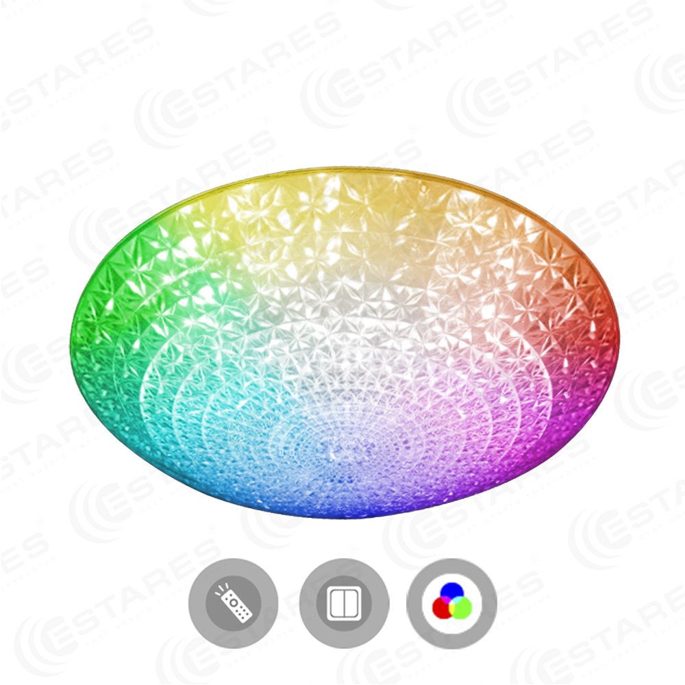 СВЕТИЛЬНИК СВЕТОДИОД. Estares накл. AKRILIKA RGB R 36W(3519lm) 2K-4K-6K круг d388x98 звезд.небо/325/325- купить в АПлайн