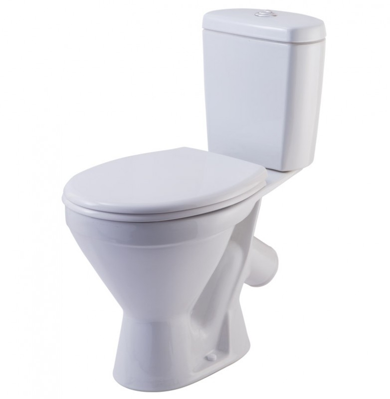 Унитаз-компакт "СТАНДАРТ" белый с арматурой и сиденьем, нижн. подв. косой выпуск ROSA (г.Киров)