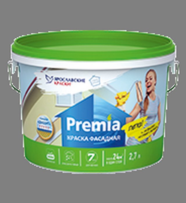 Краска "PREMIA" фасадная белая (База А)  9л