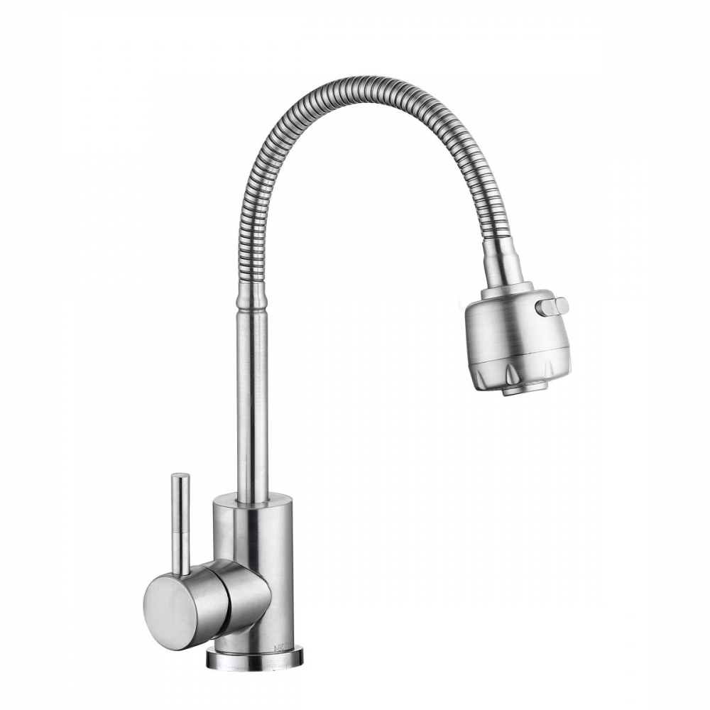 Смеситель для кухни "Антей" с гибким изливом нерж., сталь 587025