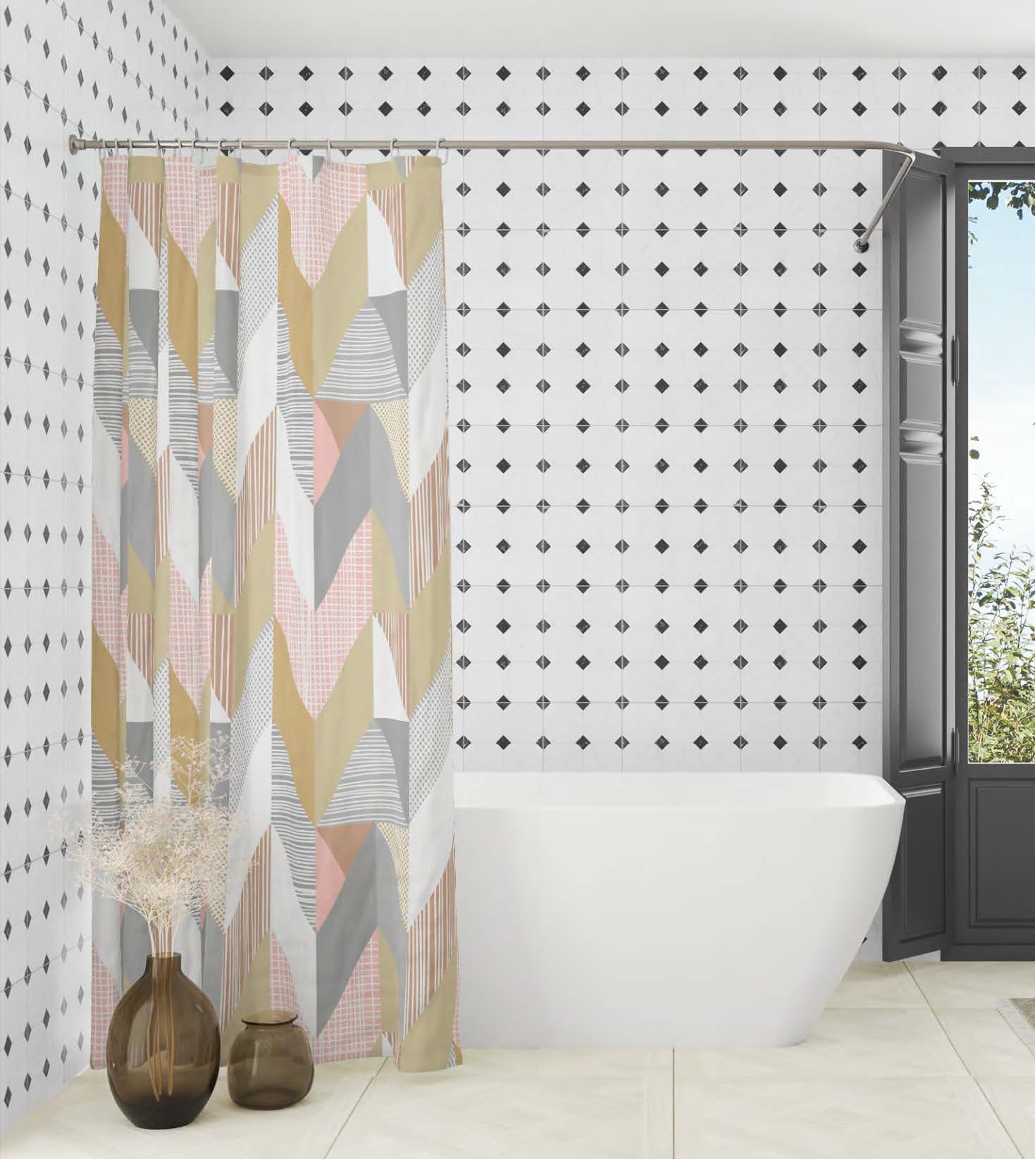 Штора для ванной комнаты "ВИЛИНА" Лоскутная мозайка 180х180 см 6666-2207-1