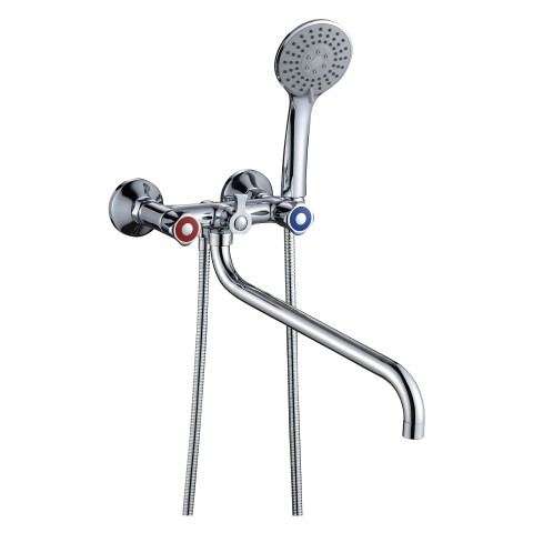 Смеситель для ванны КАЗАНЬ двуручный с длинным изливом 300 мм КС 60012264