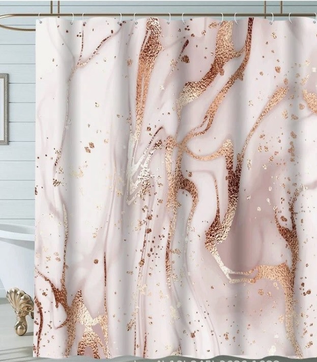 Штора для ванной комнаты ZALEL Мрамор 180х200 полиэстерс, кольцами, с утяжелителем YT-1647073525 - YT-1647073525 - купить в АПлайн