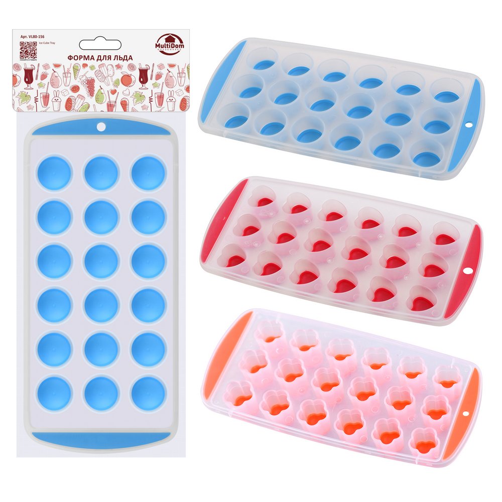 Форма для льда силик. Мультидом 18шт 24,5х11,5см микс VL80-156
