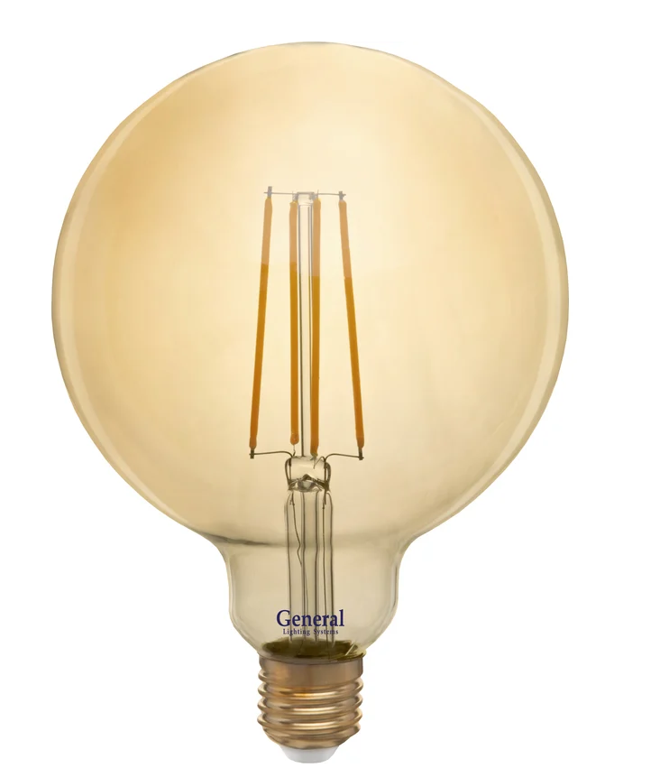 Лампа светодиодная E27 "General" LOFT шар G125S 8Вт 2700K теплый свет 125x165 золотая 655309