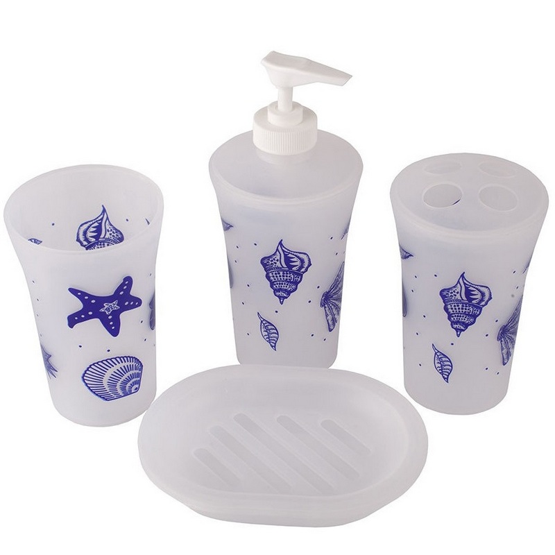 Набор аксессуаров для ванной комнаты Better plastic Ракушки 4 предмета/а8042 s4/