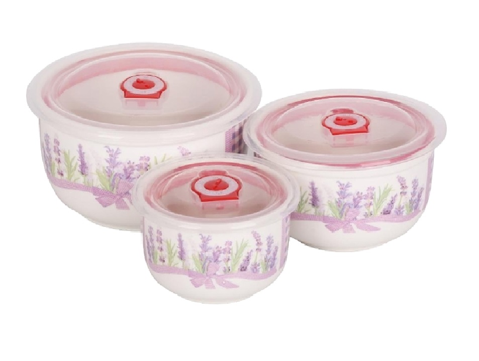 Набор контейнеров керам. Bekker lavender 350мл, 530мл, 910мл BK-5147