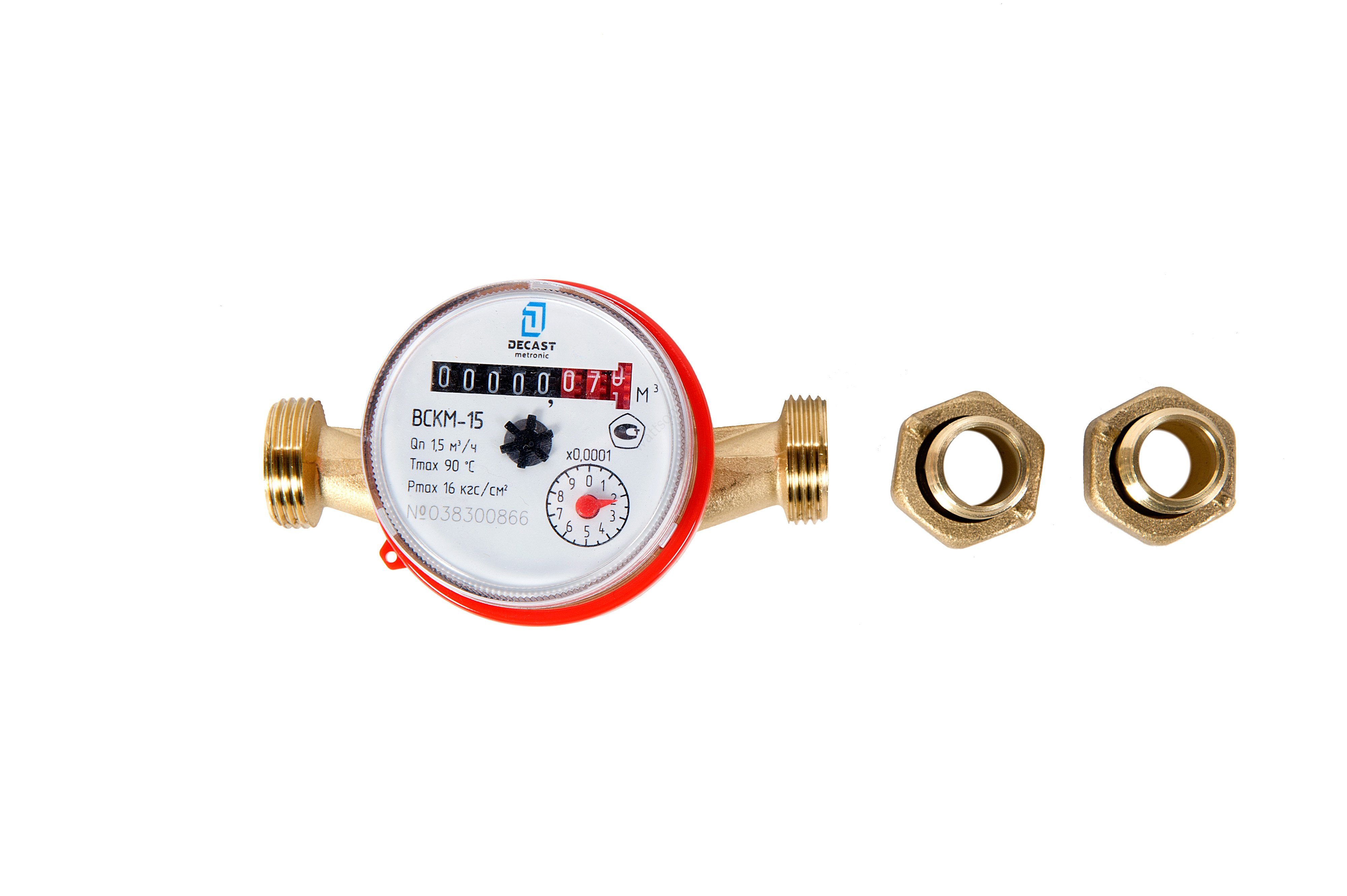 Счетчик для воды Декаст ОСВУ-15 универсальный 110мм (со штуцерами и обратным клапаном)