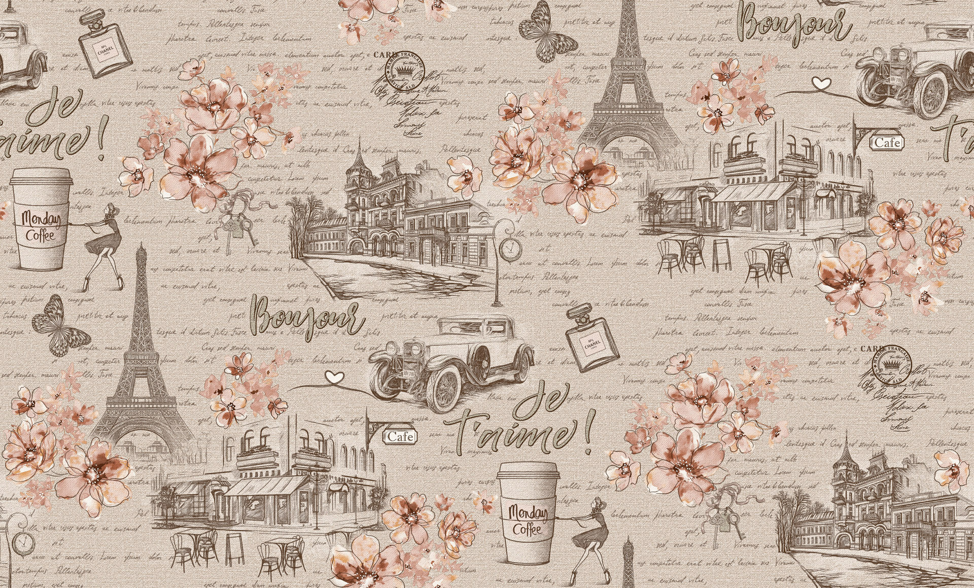 Обои виниловые горячего тиснения на флизелиновой основе Белвинил Бонжур 1,06х10м 1004-61