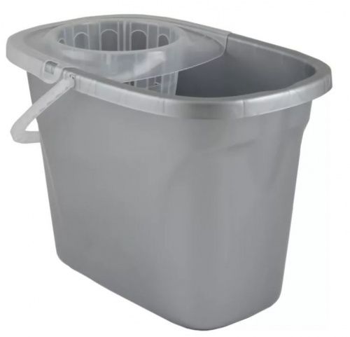 Ведро пласт. 8л с отжимом ETNA серое прямоугольное 221218835/03