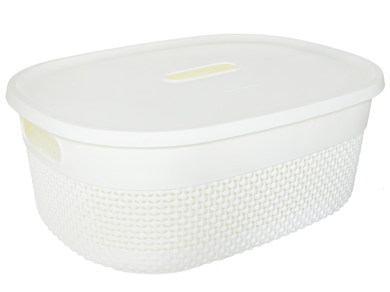 Корзина пласт. Oslo 12л с крышкой молочный туман РТ-1332МЛ-12