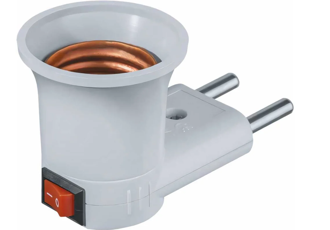 Переходник вилка-E27 пластик, белый с выключателем Navigator 71992 /923