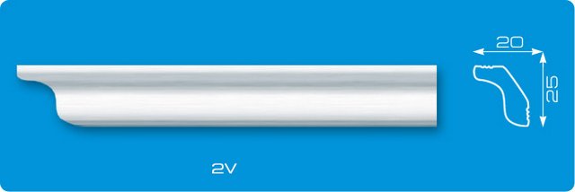 Плинтус потолочный экструдированный "Лагом" V-2 2м DESN-22V000-WH-0144