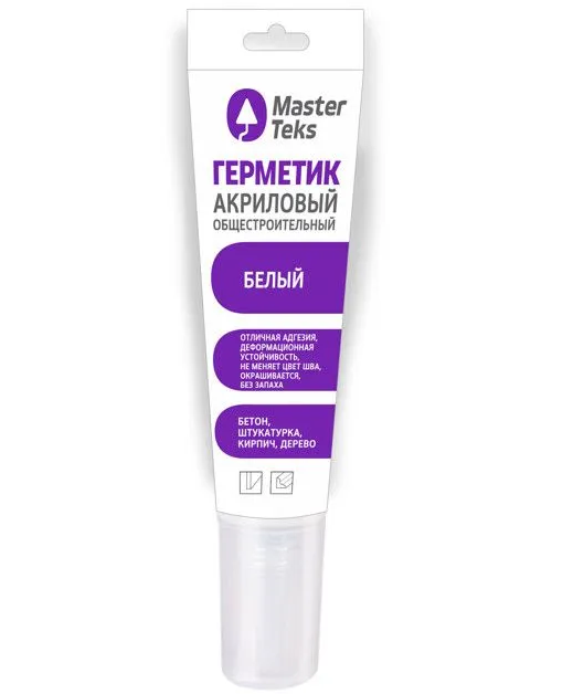 Герметик акриловый MasterTeks PM общестроительный белый 80мл /9782225/9782225- купить в АПлайн