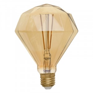 Лампа светодиодная E27 General LOFT АЛМАЗ BS 10W 2700K тёплый свет 120x155 золотая 655319/ 548