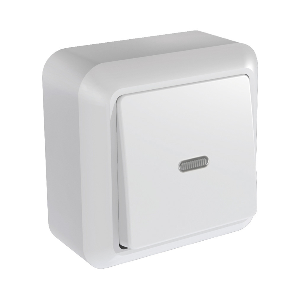 Выключатель "Оптима" 1 ОП белый в сборе с подсветкой А110-386 (095)