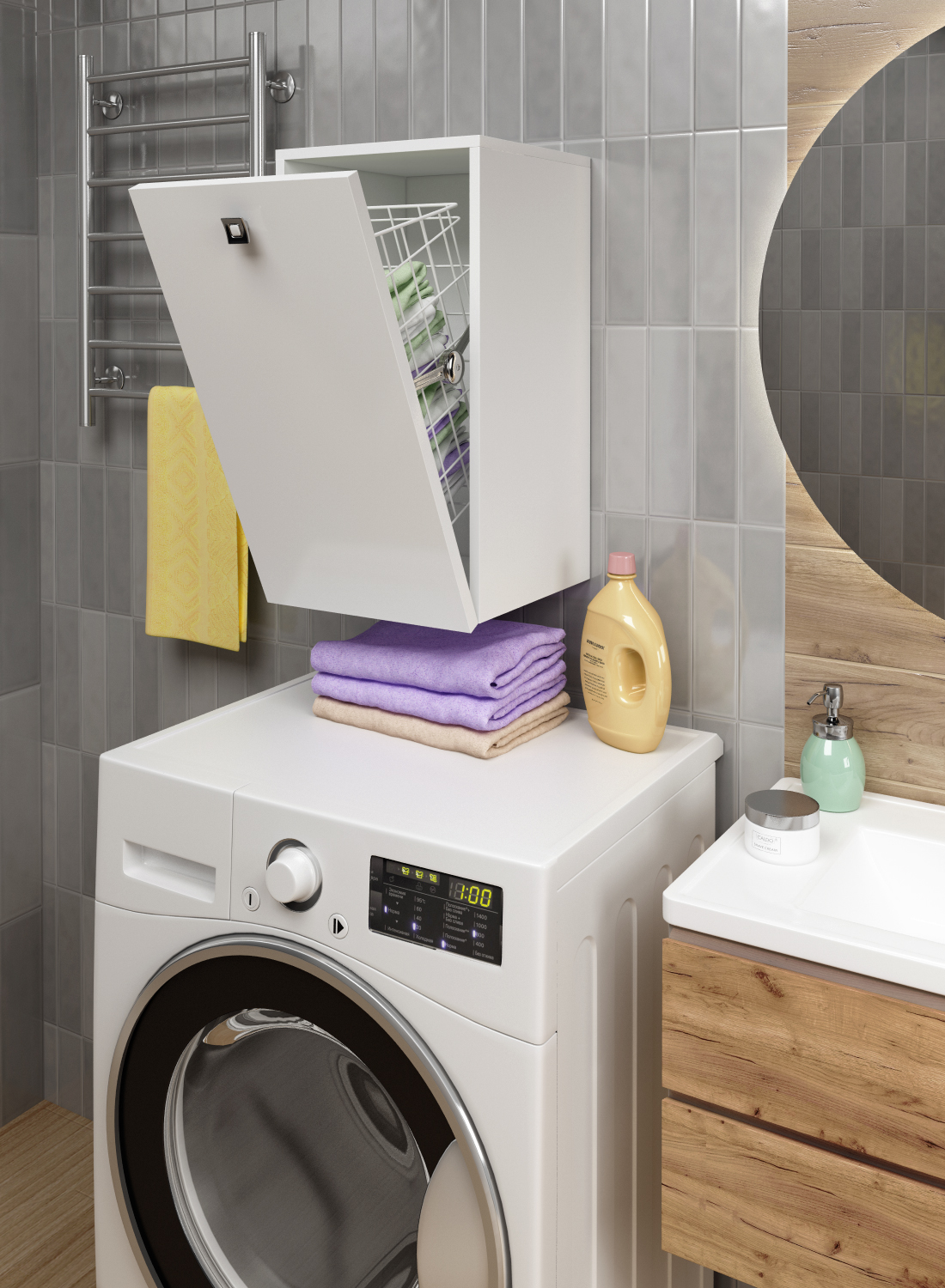 УЦЕНКА! Шкаф навесной SANTREK HOME белый глянец 1 корзина 300х557х300 мм