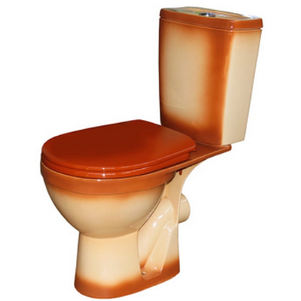 Унитаз-компакт "УЮТ" коричневый декор ниж. подв. косой выпуск с сиденьем п/п (г. Киров)