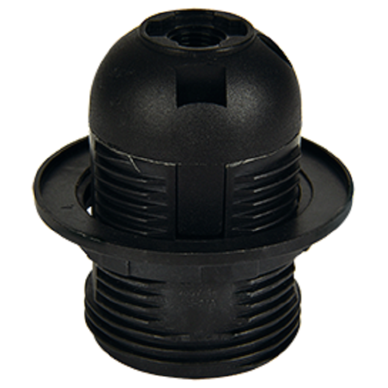 Патрон Е27 пластик с кольцом черный 3 части разб. AB7SPBEAY (229)