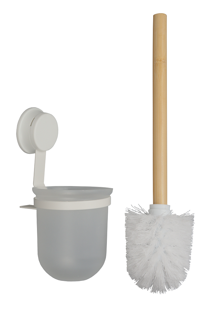 Ерш для унитаза навесной на присоске Бамбук белый металл W7837-4  20280 