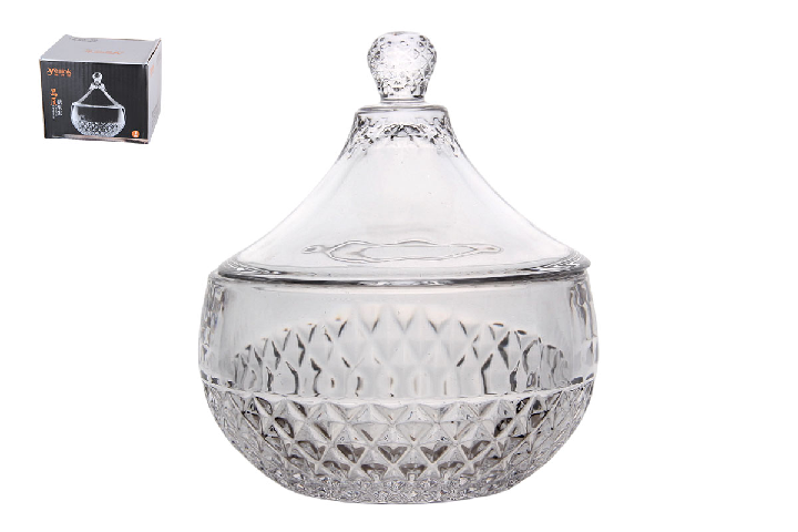 Ваза стекл. сервировочная с крышкой 10.5х13см 8814 295254