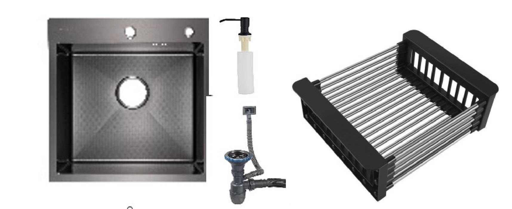 Мойка нержавеющая Zegor 50х50, Графит (в компл.:дозатор,сифон,коландер) ML-5050MGML-5050MG- купить в АПлайн