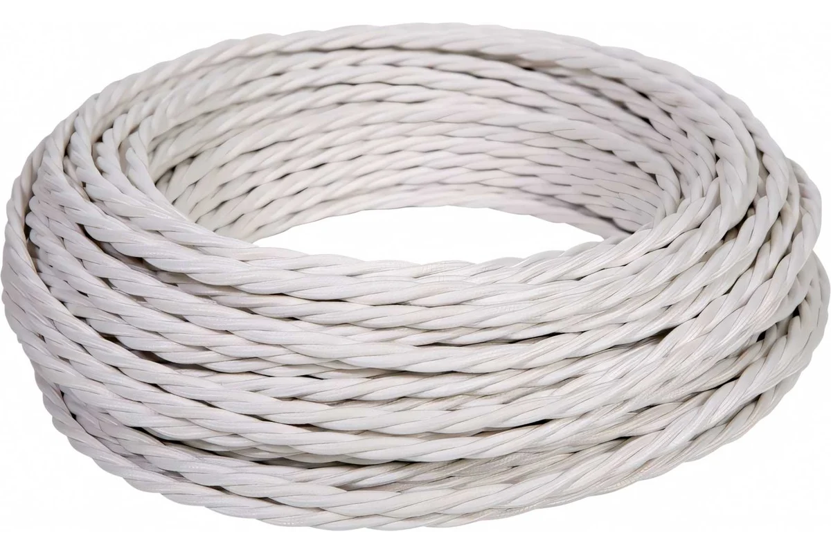 Провод витой "Ретро" ПуГВнг-LS 2х1,5 1м белый Мезонинъ GE70141-01 (549)