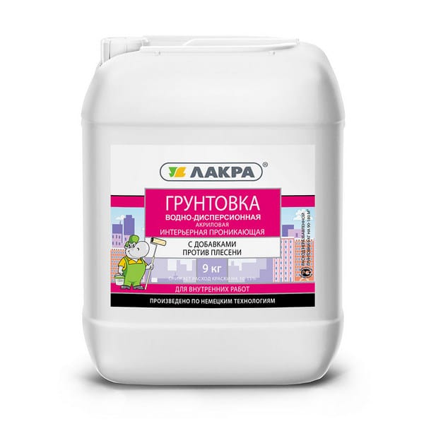 Грунт интерьерный ЛАКРА проникающий против плесени 9кг