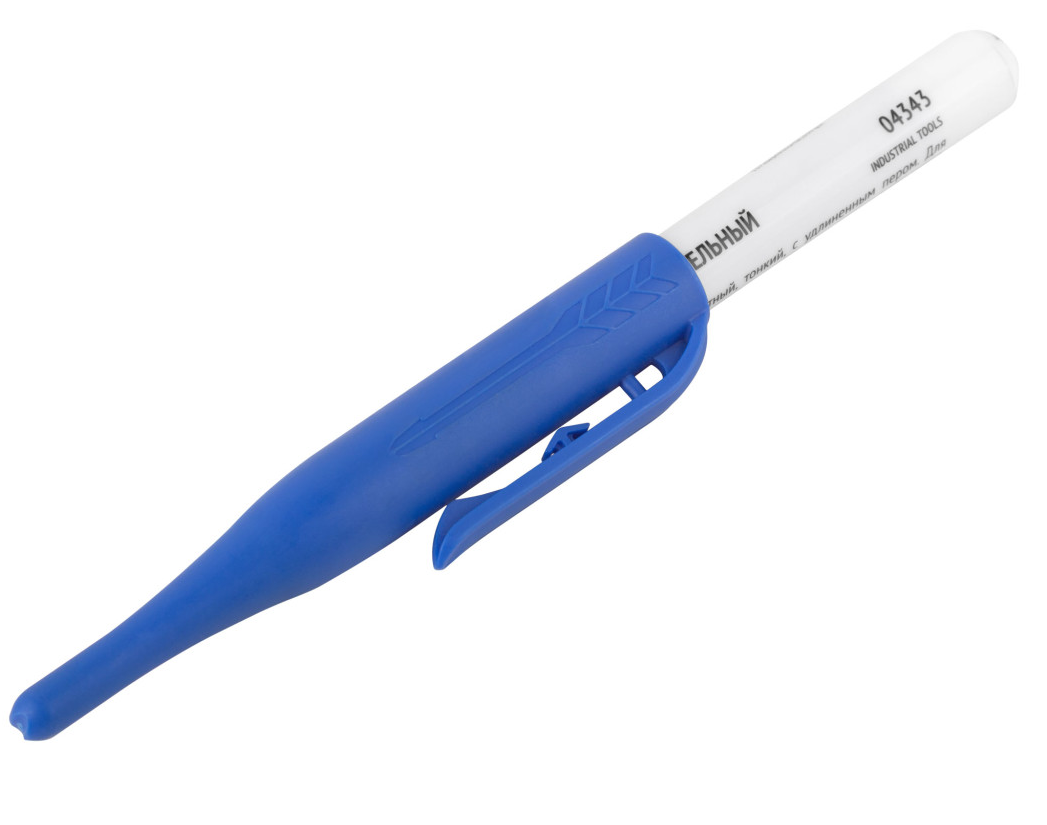 Маркер строительный перманентный, удлиненное перо синий FIT 04343