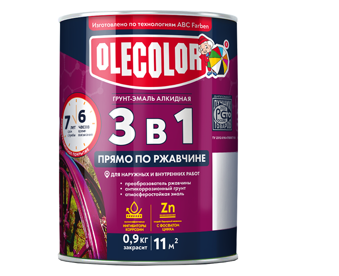 Грунт-эмаль OLECOLOR по ржавчине белый 20кг 4300005922- купить в АПлайн