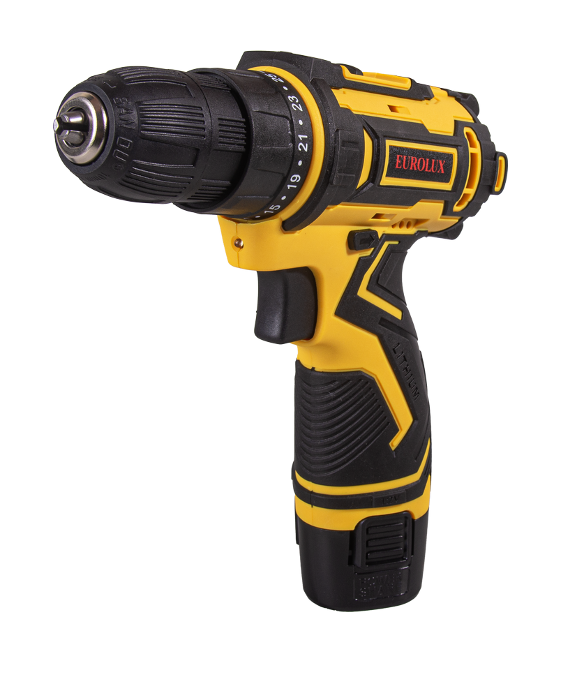 Дрель-шуруповерт аккумуляторная 12В,25Нм Eurolux ДА-12/2-1Li 1х1,5Ач