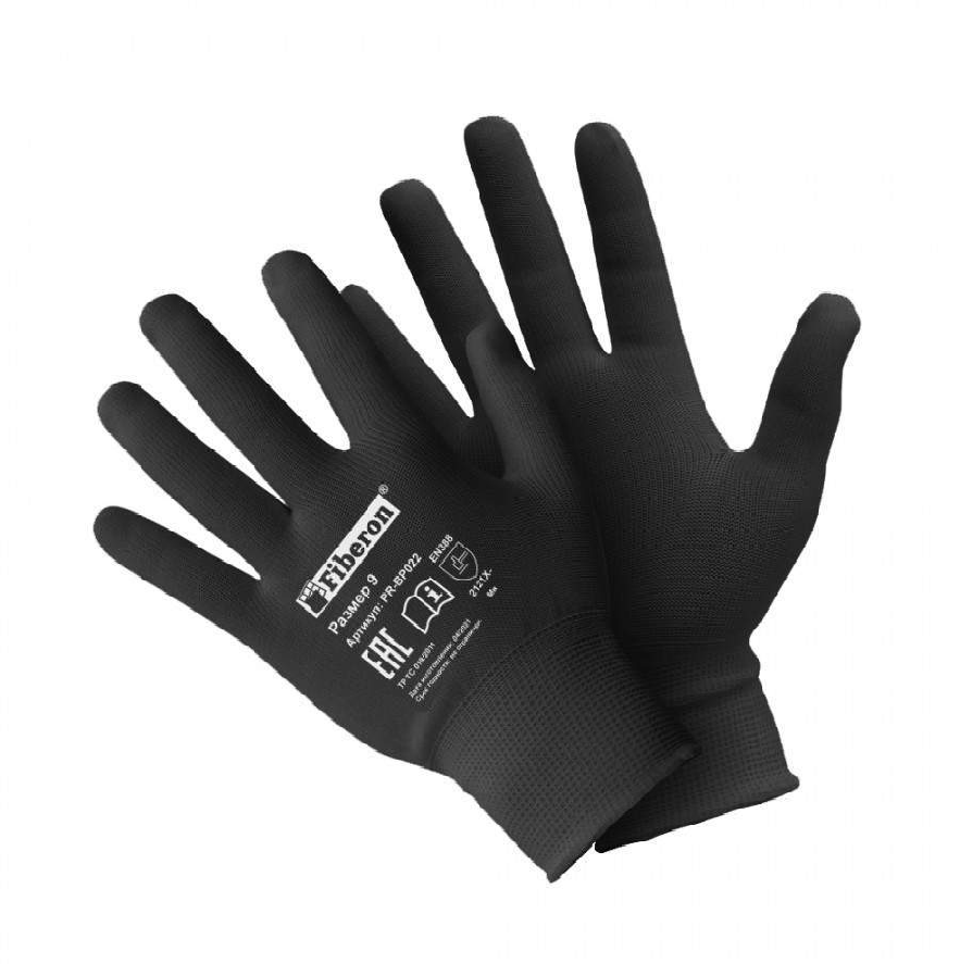 Перчатки полиэстер для сборочных работ черные PR-BP022 L(р.9) Fiberon