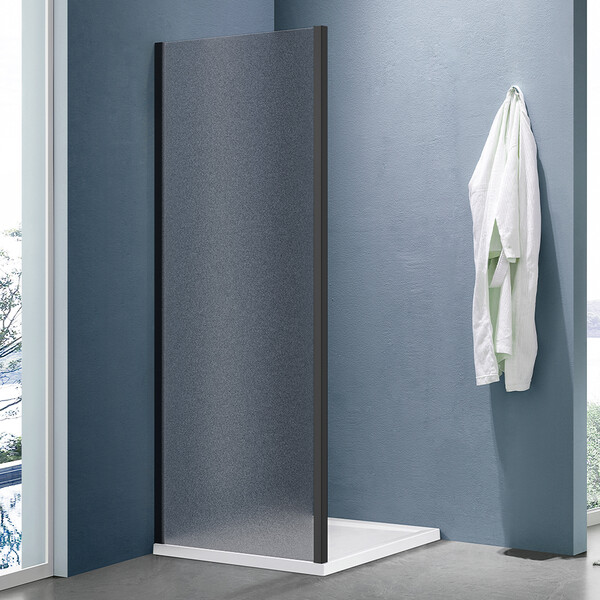 Боковая часть душ. ограждения "SANTREK AQUA" Black 800х1850 стекло грейп 5мм, проф., черн