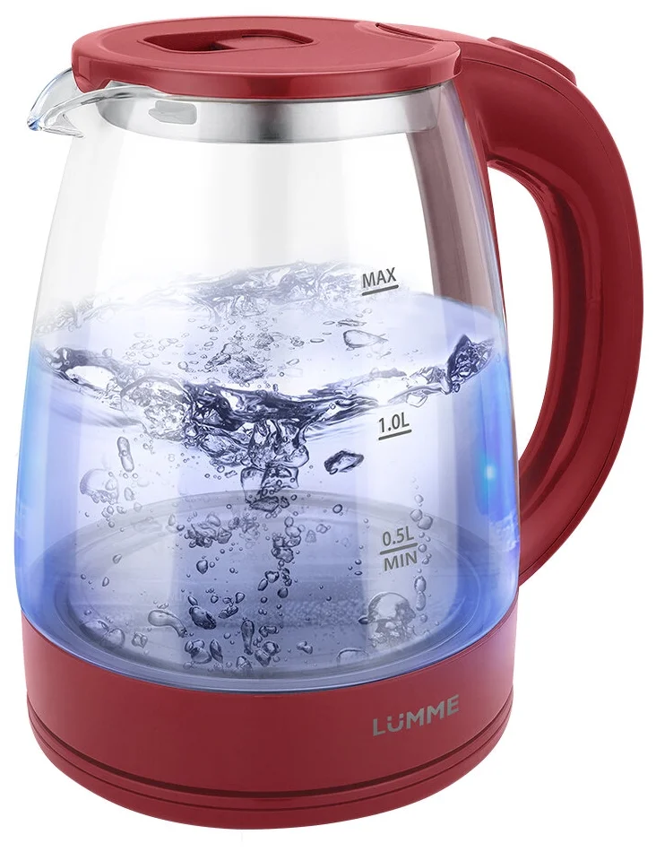 Чайник электрический HOME ELEMENT 1,8л стекл. корпус красный рубин HE-KT187