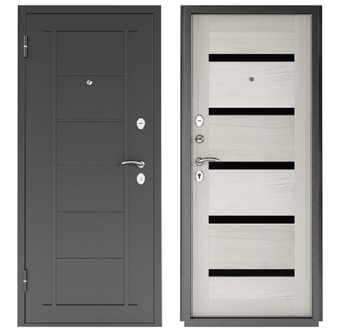 Дверь металлическая Титан 5С Графит / Дуб беленый 2050х860-L левая