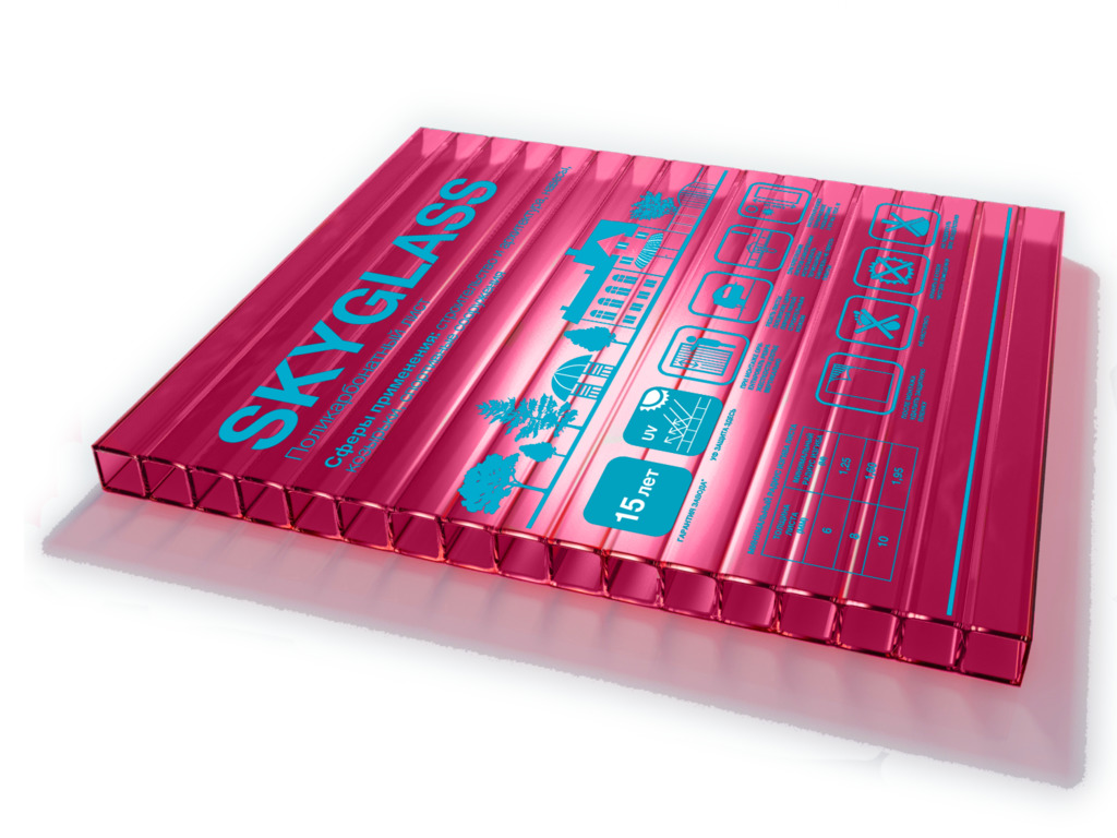 Поликарбонат сотов. цветной красный SKYGLASS 4,0мм 0,52 кг/м2 2,10х6,0м- купить в АПлайн