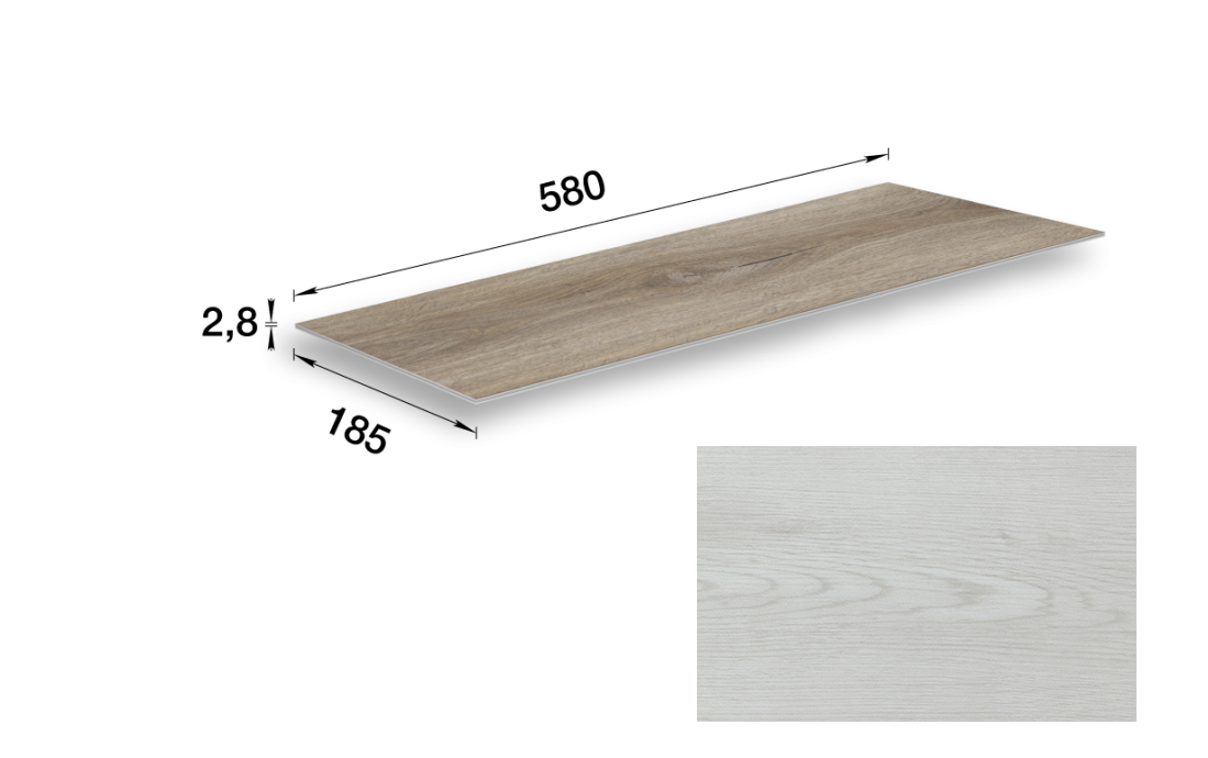 SPC-плитка стеновая 252 Ясень белый 185х580х2,8мм "Идеал Керама" 