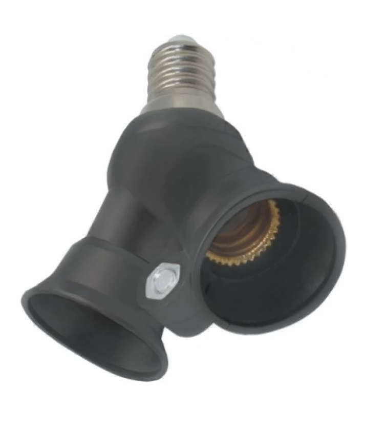 Переходник-разветлитель с цоколя Е14 на 2хЕ14, 72Х67мм, черный F4T24BEAY /582/