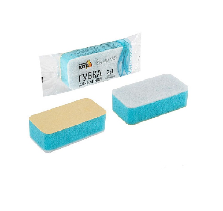 Губка для ванной Рыжий кот 2в1 1шт 140х70х40мм 002626