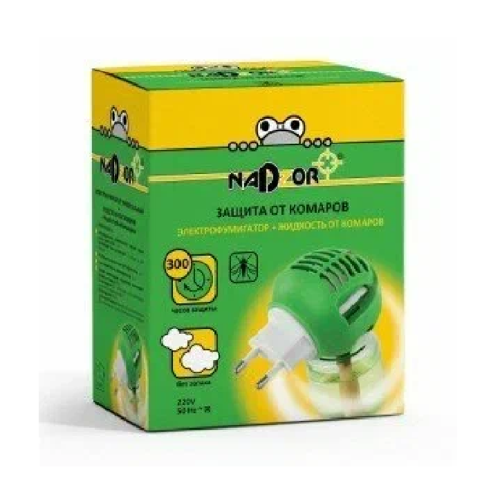 Комплект От комаров Nadzor 45 ночей фумигатор универс. LIBELL + жидкость 30мл б/запаха IKL001H