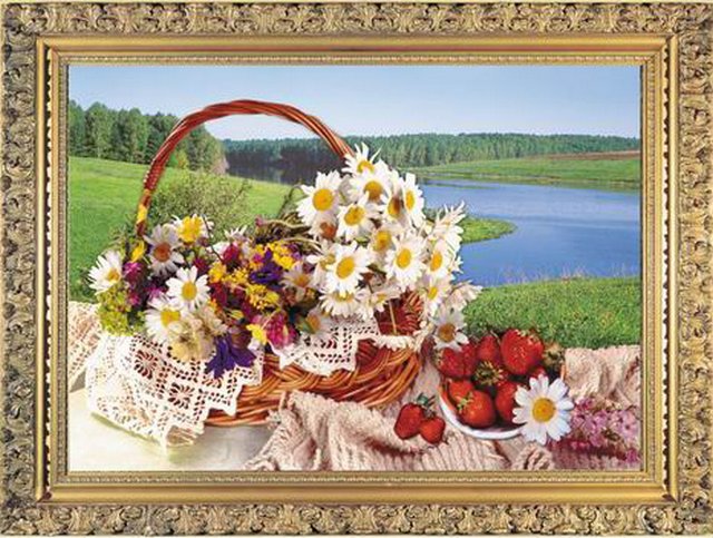 Фотообои "Картина ромашки" 2л. 134х98 -  - купить в АПлайн