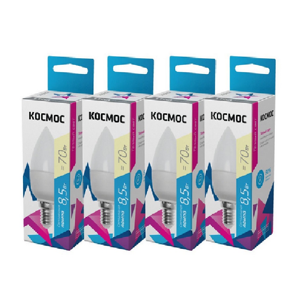 ЛАМПА СВЕТОДИОД. Е14 "КОСМОС" Свеча 8,5W(8W) (720lm) 3000K ТЕПЛ.СВЕТ МАТ. LkecLED8.5wCNE1430 /885/