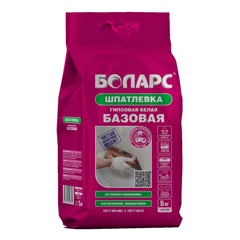 Шпатлевка "Боларс" Базовая гипсовая 5кг- купить в АПлайн