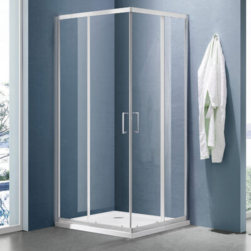 Душевое ограждение SANTREK AQUA Lea-CR-800-C-Brushed 800*800*1850 Г-обр. стекло Прозр 5мм, Сатин