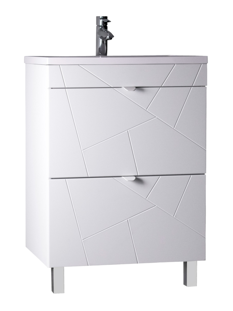 Тумба TOPPUS "GOFFRE ICE 60" с умывальником, белый с двумя ящиками 9711.0319711.031- купить в АПлайн